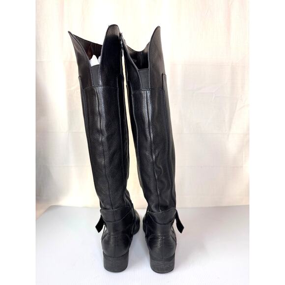 NINE WEST Payson Knee High Boots Womens 7.5 Leather Riding Equestrian Biker Moto - Picture 6 of 16